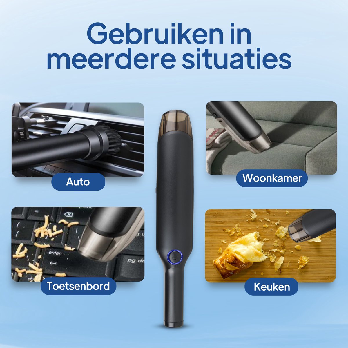 Techard Kruimeldief Draadloos Handstofzuiger Zwart met Hepa - afbeelding 3