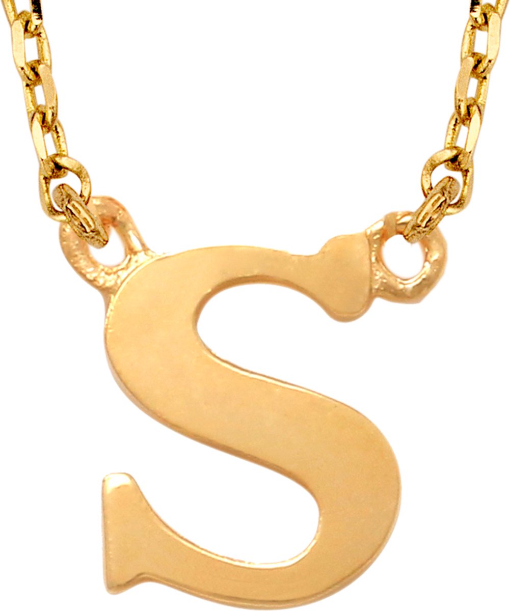 New Bling 9NBG-900S Gouden Ketting met Letter S - 6mm - Ankerschakel - 38+2,5+2,5cm - Initiaal sieraad - 14 Karaat - Goud