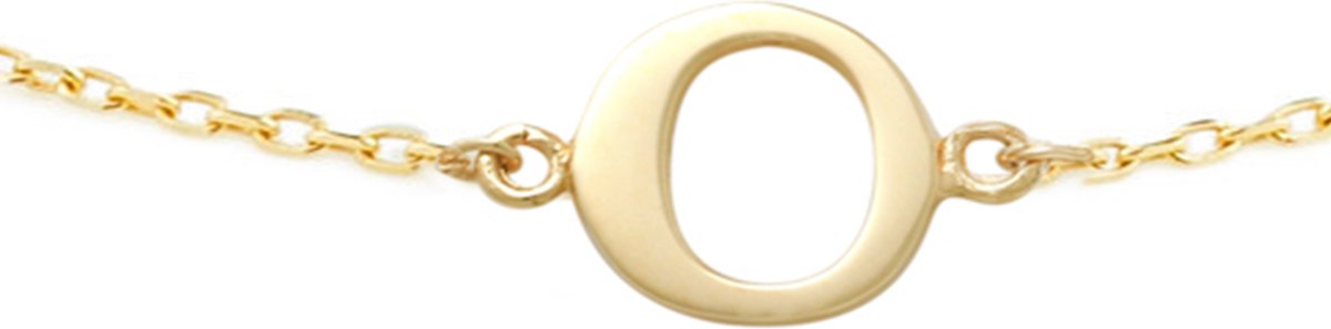 New Bling 9NBG-901O Gouden Armband met Letter O - 6mm - Ankerschakel - 16+1+1cm - 14 Karaat - Goud