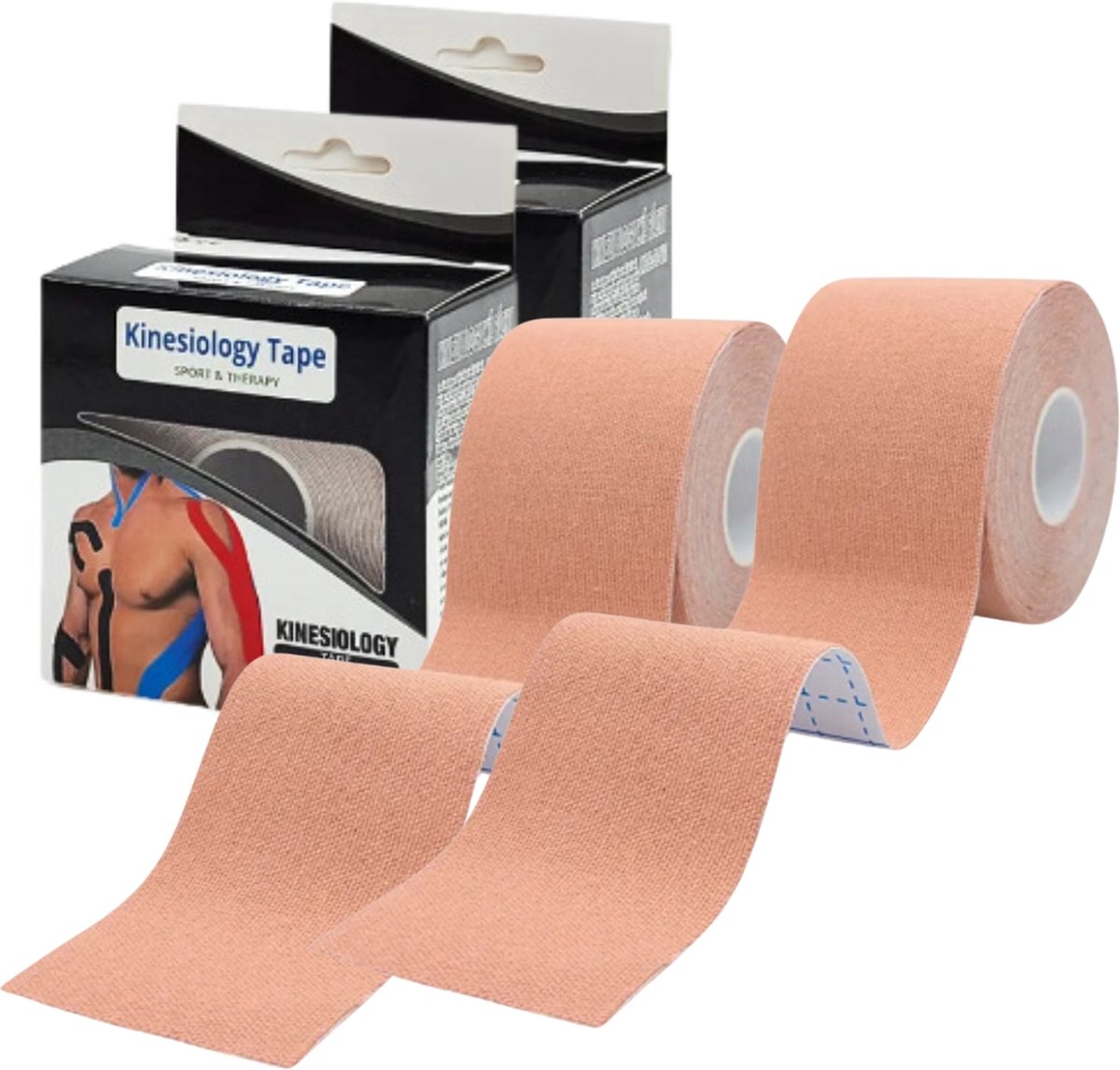 MyBodyFuel - Kinesiologie Tape - Sporttape - 5cm Breed - 5m Lang - Beige - 2 Stuks