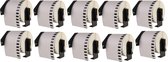 Label Tape Geschikt voor Brother DK-22205 | 62 mm x 30,48 m | Zwart op wit - Inclusief Houder - 10 stuks - Geschikt voor: QL-500 QL-550 QL-560 QL-570 QL-580N QL-650TD QL-1050N QL-1060N QL-700 QL-710W QL-720NW QL-800 QL-810W QL-820NW TD-2130N QL-600