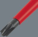 Detailopname van de grijze Torx-punt van een Wera-schroevendraaier met rode schacht.