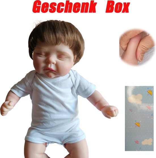 48CM Reborn Baby Soft Body Peaches-pop met 3D-huid, meerdere lagen schilderen met carpale Hiar Touch-pop van AYRA. — afbeelding 4