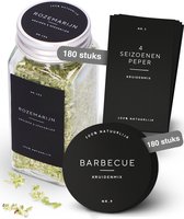 Deleca 180x Autocollants à épices pour bocaux - Étiquettes rondes et rectangulaires - Bocaux de conservation et Étiquettes Pots d'herbes aromatiques - Étanche - Néerlandais / Zwart