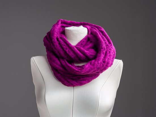 Paarse dames colsjaal - nekwarmer - infinity sjaal - scarf - ronde col sjaal