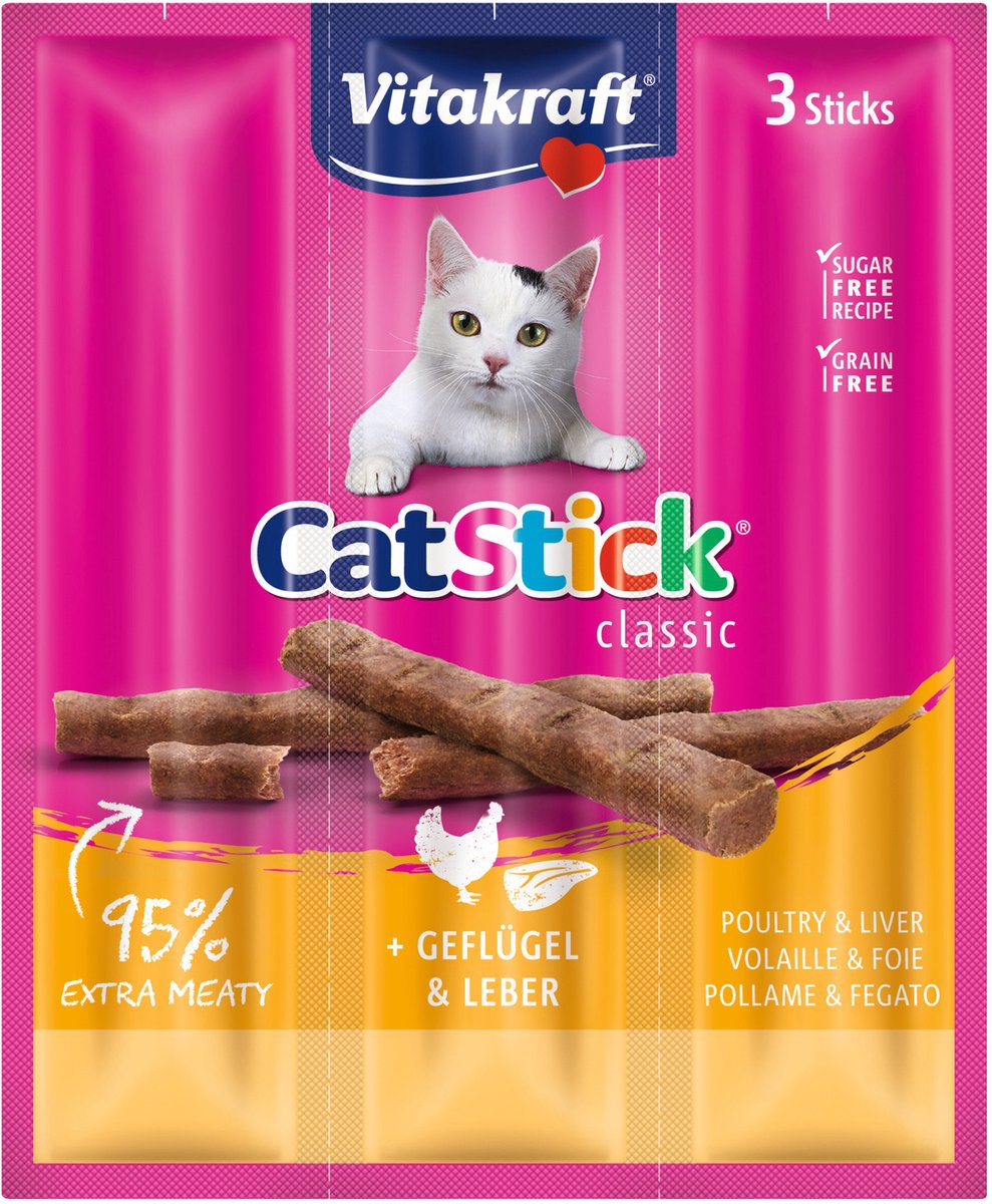Vitakraft Catstick Mini - Gevogelte/Lever - Kattensnack - 3 sticks