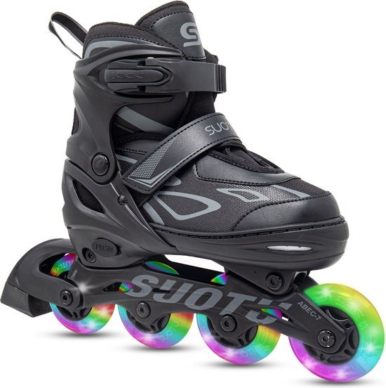 Bol.com Suotu Inline Skates - Maat 34-37 - lichtgevende wielen - Skates Verstelbaar - S79 - Zwart/Wit - S aanbieding
