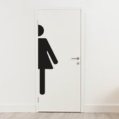 Grote deursticker WC vrouw half