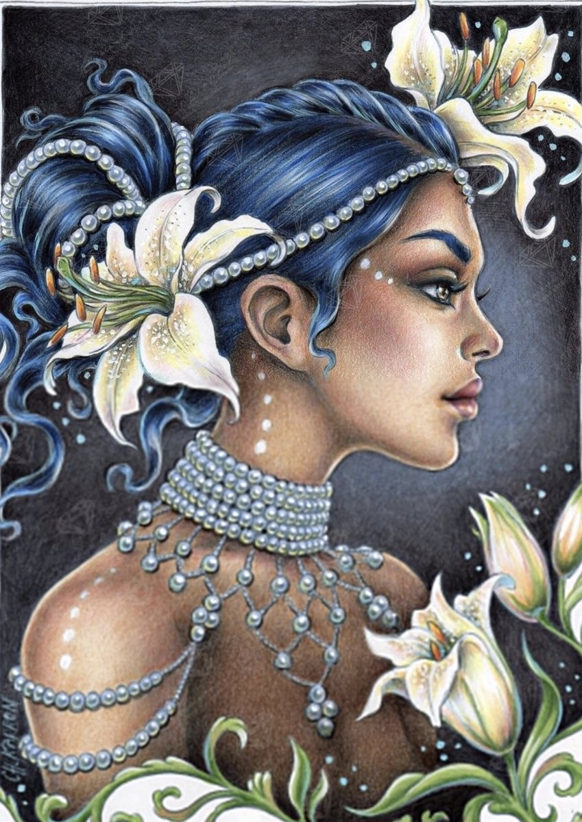 TOPMO - Lelie prinses - Diamond painting- HQ Diamond Painting pakket - VOLLEDIG dekkend - Diamant Schilderen - voor Volwassenen – ROND- 40X50CM