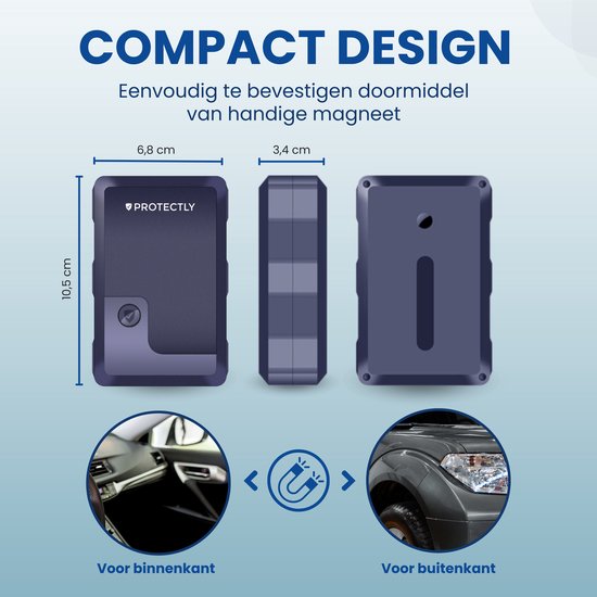 Protectly® GPS Tracker Extreme met Sim - Tracker - GPS Trackers – Volgsysteem - 150 landen - Slimme Sensoren - IP67 Waterdicht - 10 Jaar Full Service SIM - Geen abonnementskosten - Geschikt voor iOS & Android