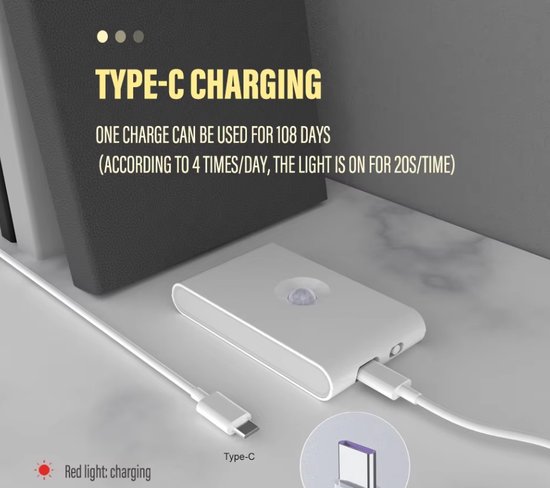 LED-inductie-nachtlampje Draadloos USB-opladen Menselijk lichaam Inductie-wandlamp Slaapkamer Gang Kast Badkamer Nachtlampje — afbeelding 5