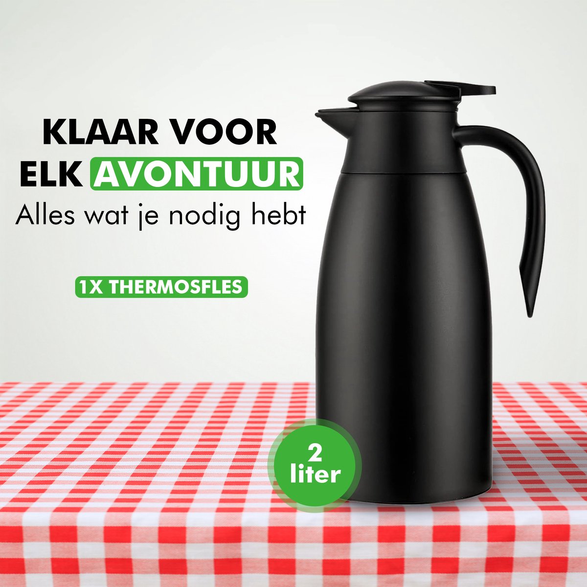 Travelhawk Thermoskan - 2 Liter - Isoleerkan - Zwart - Koffie - Thee - Voor warme en koude dranken — cadeau in Koken & Dineren - foto 2
