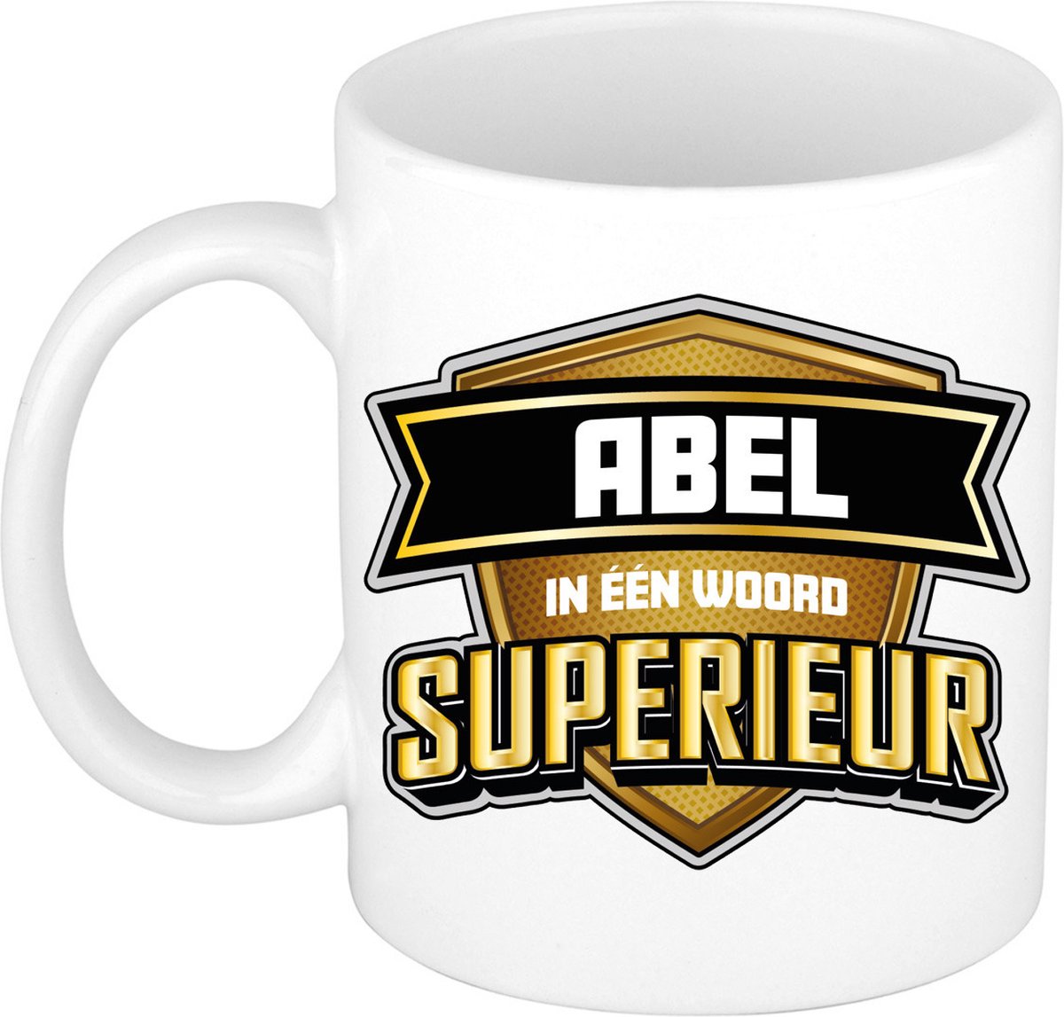 Bellatio Decorations Naam mok Abel - wit - Superieur - keramiek - 300 ml - collega beker - cadeau