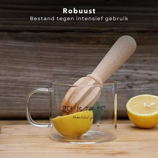 Handmatige Citruspers - Handpers - Citroenpers - Limoenpers - 15 cm - Beukenhout - Inclusief EBOOK van Merkloos — afbeelding 3