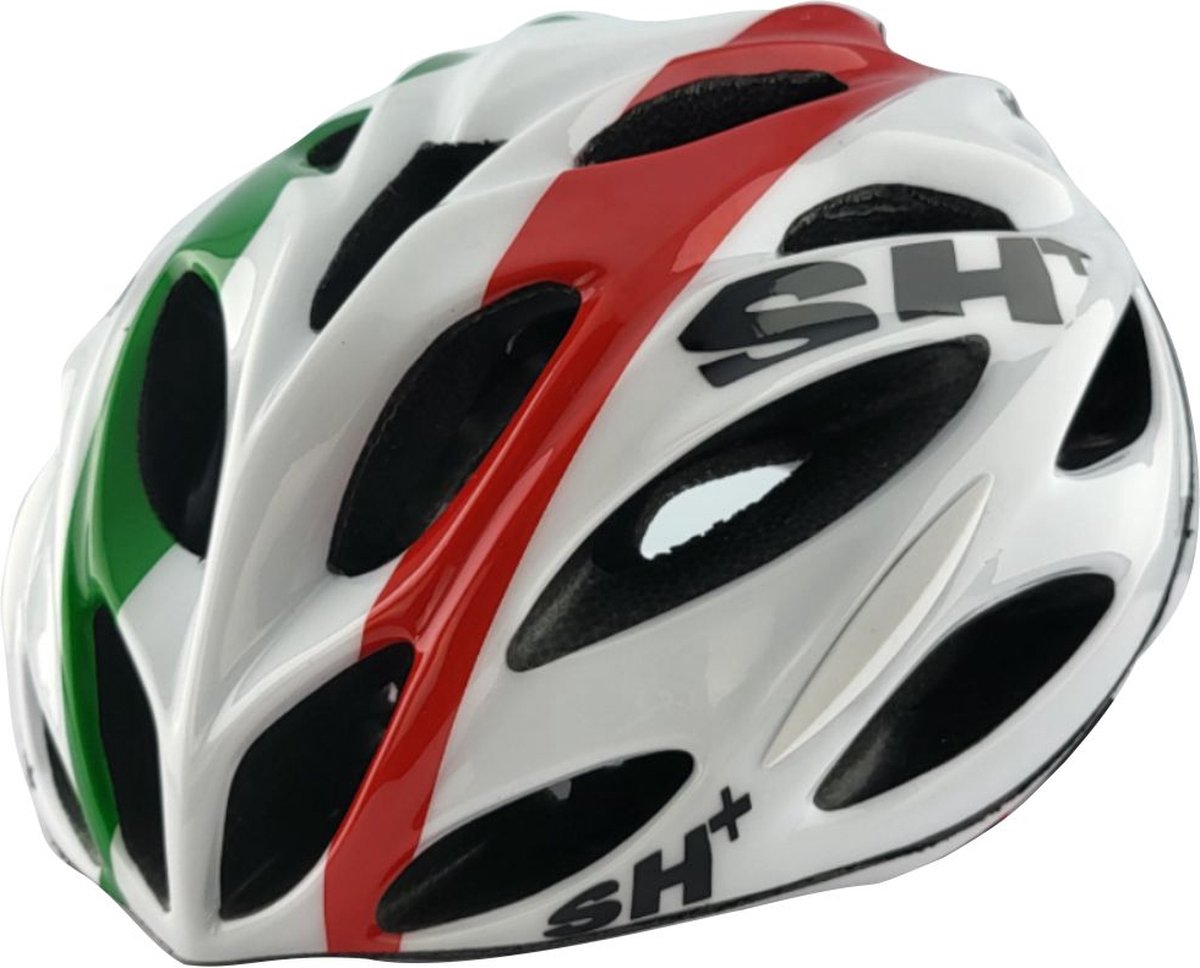 SH+ Fietshelm - SHOT NX - Unisex - Lichtgewicht 230 gram - 28 Ventilatiegaten - Gemaakt in Italië - Voor een hoofdomtrek van 55 tot en met 60 CM - Wit Italiaanse vlag