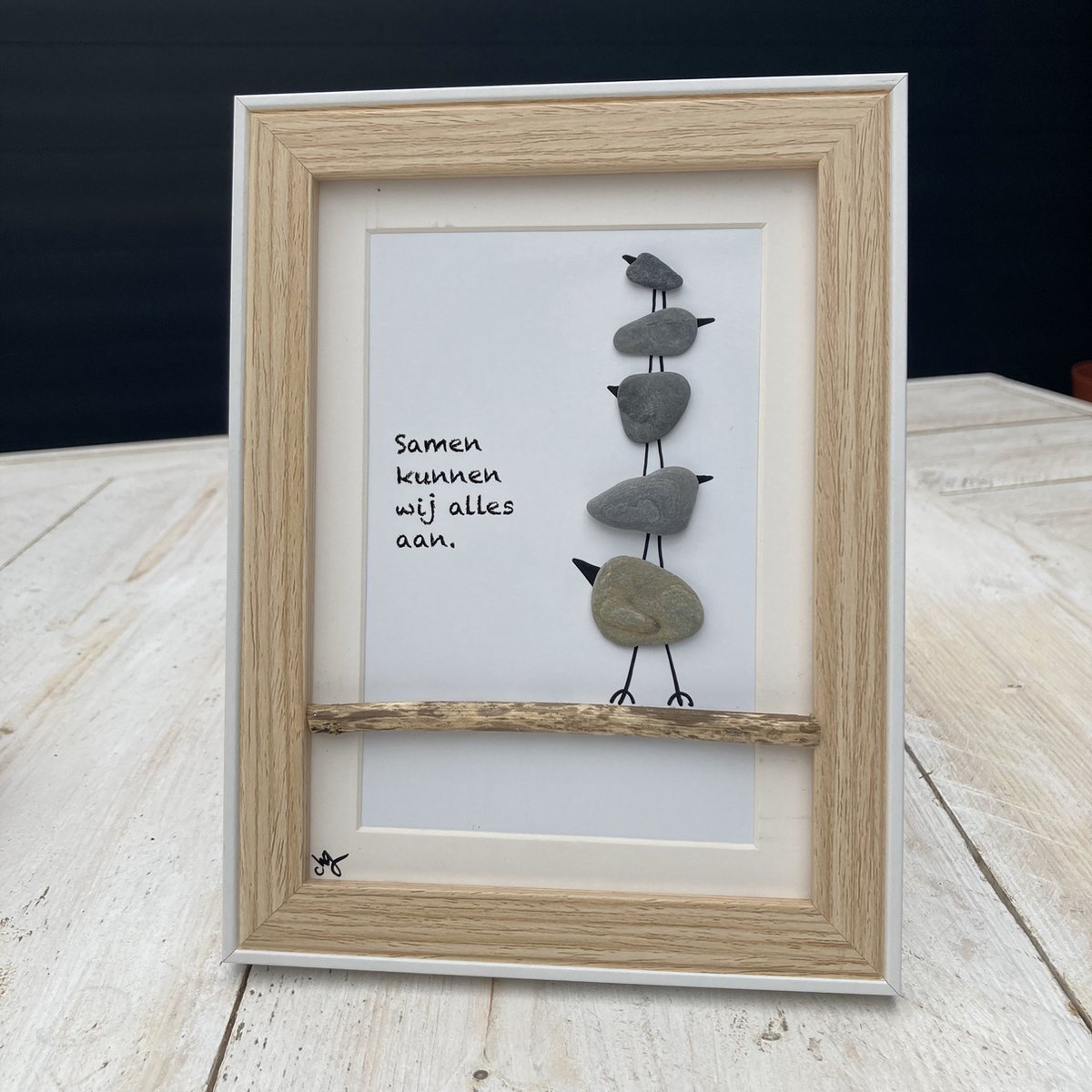 Schilderijtje 3D. Samen kunnen wij alles aan. 16 x 21 cm.