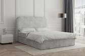 Lit à sommier tapissier 07 (Bonell, Topper, Bouclé, lit double tête de lit rembourrée avec sommier à lattes) - Gris clair (Anthology 15)