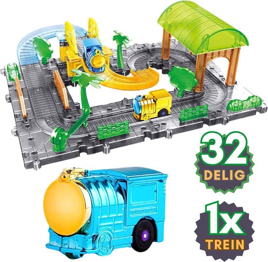 Splicing - 32-delig trein electrisch locomotief treinbaan | Speelgoed voor meisjes en jongens kinderen van 1 2 3 4 jaar | Racebaan bouwpakket magnetisch klem | cadeautjes