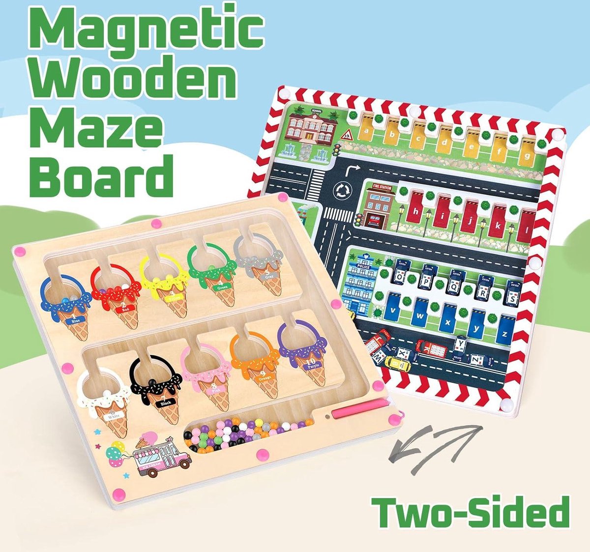Labyrinthe Magnétique Montessori 2 En 1 Couleurs & Chiffres - Tableau Éducatif En Bois Pour Enfants 3 à 8 Ans