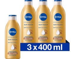 NIVEA Sun Touch Body Lotion - Egaal Gebruinde teint - Hydraterende Lotion - Ginkgo biloba en druivenpitolie - Bruinen zonder Zon - 3x400 ml