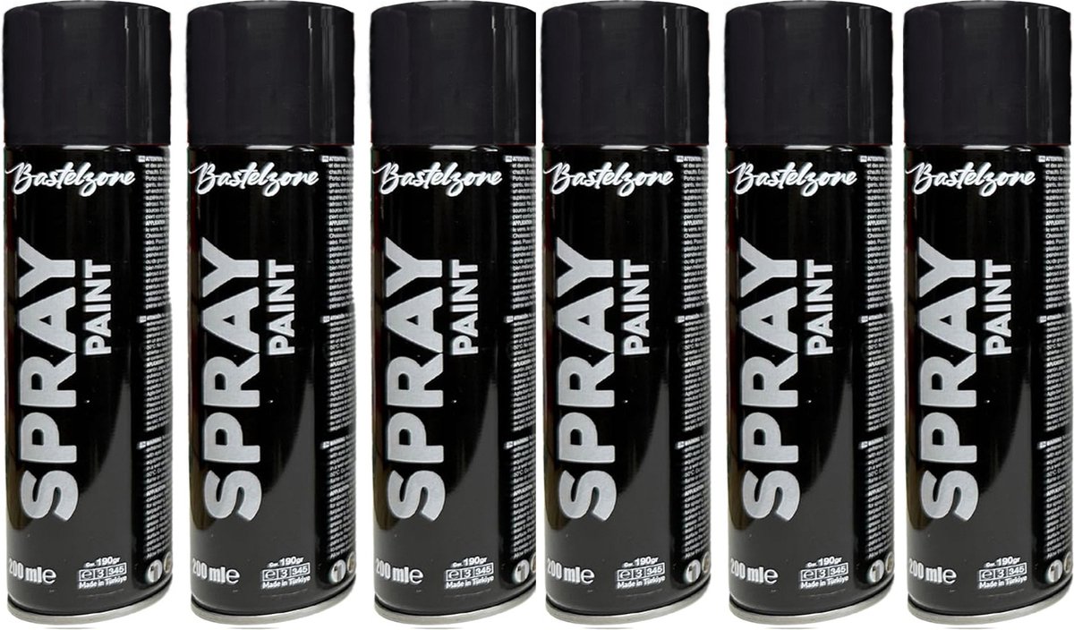 Spuitverf set 6 x 200 ml - antraciet grijs. Sneldrogende graffiti-spuitbussen voor hout, steen, metaal, glas. antracietgrijs (RAL 7004)