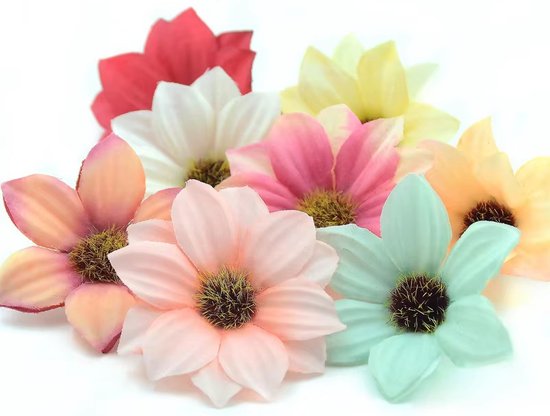 Mix de Fleurs artificielles | 15 pièces | Fausses fleurs | Diamètre 5,5 cm | Fleurs