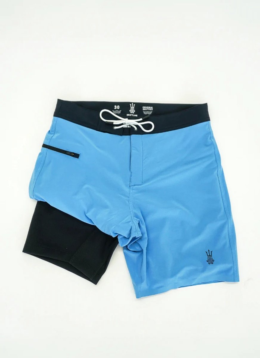 Driftline Boardshort Heren - Zwembroek met wetsuit voering - Tidewater Blue - Maat 36