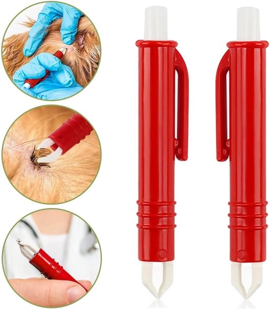 2 stuks tekentang voor honden en katten - Betrouwbare tekenpincet voor honden, katten, paarden en mensen - Rood — afbeelding 2