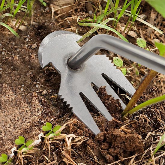 Outil de jardinage pour désherbage manuel - Acier au manganèse de qualité supérieure - Manche de jardinage - 35 cm - Noir