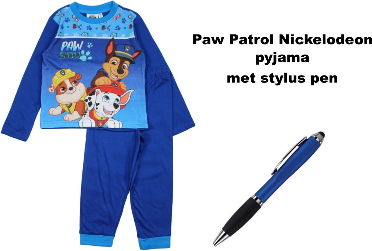 Nickelodeon Paw Patrol - Nickelodeon Pyjama - met donkerblauwe broek - met Stylus Pen. Maat 128 cm / 8 jaar.