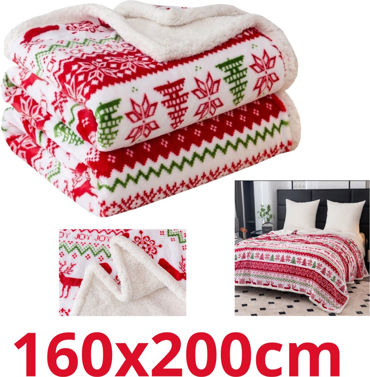 Kerst deken - Plaid - 160 cm x 200 cm - kerstdeken - Winter Plaid - Kerst - Kerstplaid - Winterafbeeldingen - Kerstmis - Microvezel deken - Super zacht - ideaal cadeau - Kerstdesign - nieuw jaar - perfect maat - Sinterklaas - feestelijke sfeer