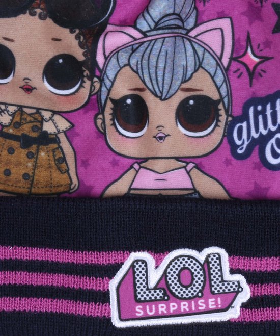 Paarse, warme L.O.L. SURPRISE meisjesmuts met sterren!