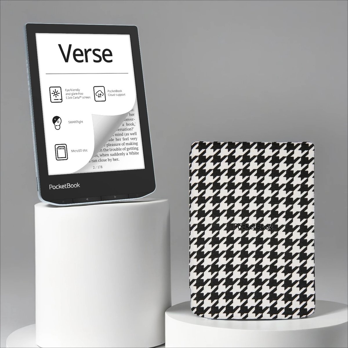 PocketBook Verse Bright Blue + Zwart/wit geruit PocketBook