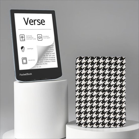PocketBook Verse Bright Blue + Zwart/wit geruit PocketBook