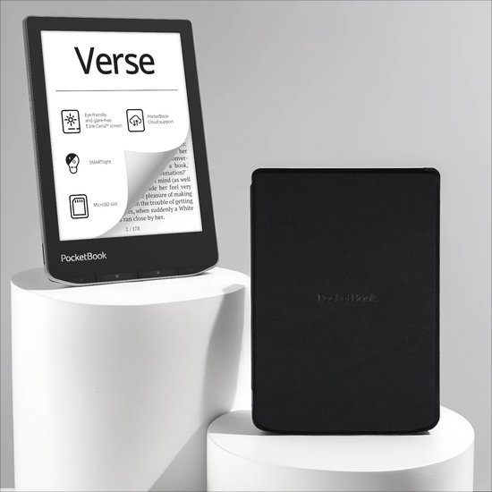 PocketBook Verse Mist Grey + Zwart PocketBook hoesje