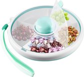 Snack Spinner Rangement Rotatif - Plateau de Service de Snacks avec Couvercle 5 Compartiments - Assiette de Fruits Rotative Portable pour Snacks pour Enfants Pique-Nique - Vert Menthe