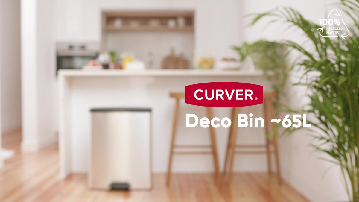 Curver Deco Bin 65L zilver metallic - afvalbak kunststof - -Bruns Curver Deco Bin 65L zilver metallic - afvalbak kunststof - -Bruns