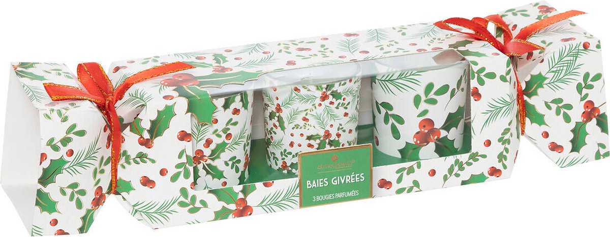 Set van geurkaarsen met kerstprint, 3 stuks