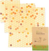 Tissu en cire d'abeille | Wrap à la cire d'abeille | Combinaison de 3 paquets (S/ M / L) | Réutilisable | Modèle Bio