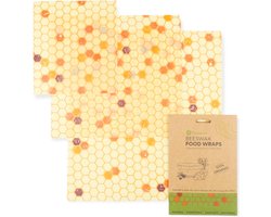 Biologische Bijenwas Doeken | 3 Pack Combinatie S/M/L | Herbruikbaar | Plastic Vrij | Duurzaam Cadeau | Plastic-Free Alternative to Cling Film | Organic Beeswax Food Wraps Set