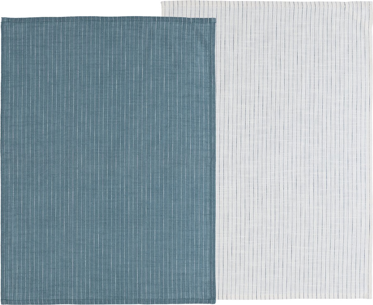 Södahl Line Theedoek 50 x 70 cm 2 stuks China blue/White