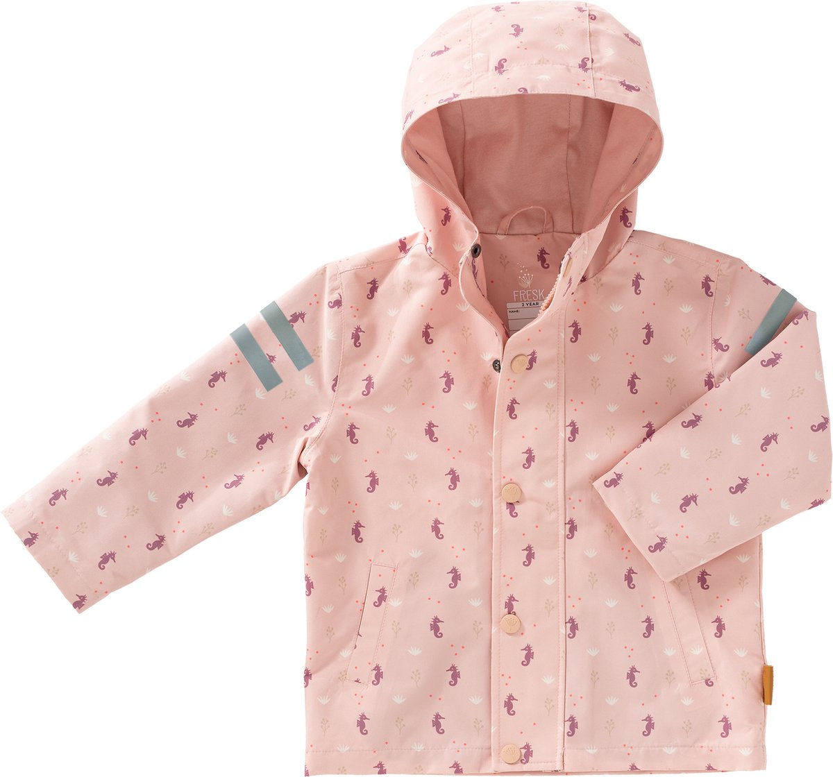 Fresk Regenjas voor Kinderen 5 yrs Ritssluiting Reflectoren Kinderjas met Capuchon Waterdichte Jas Ademend Bionic Finish Meisjes Seahorse