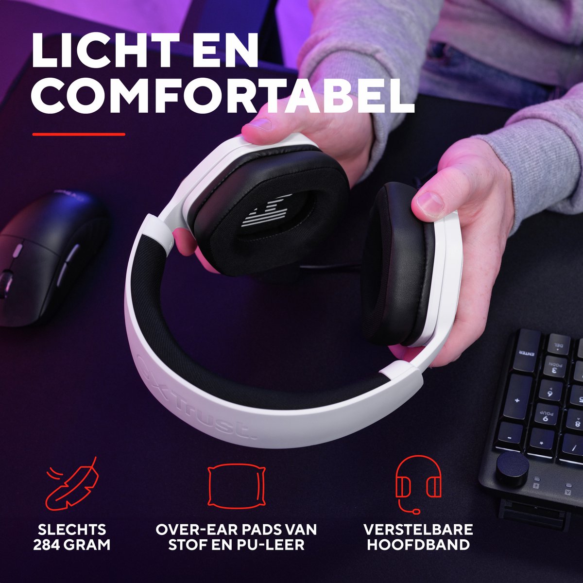 Trust GXT 492W Carus - Gaming Headset - Stereo - PS5/PS4/PC/Switch - 3.5mm - Wit thumbnail 4