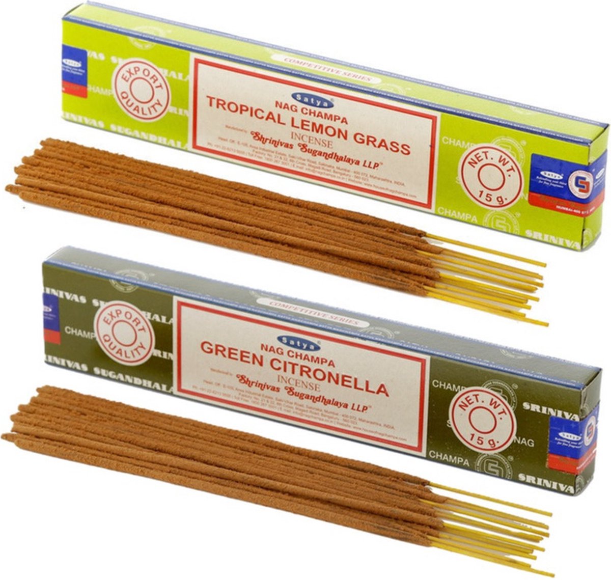 Satya Wierook cadeaus set - 2x geurstokjes - Citroengras en Citronella geur - Meditatie Lime
