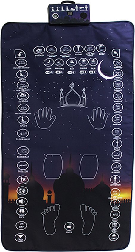 Gebedskleed - Elektronisch - Met Nederlandse taal – Eerste interactieve kindergebedskleed op de markt in het Nederlands. – Voor nieuwe moslims en kinderen. – Leer bidden stap voor stap met technologie die 14 talen ondersteunt, inclusief Nederlands.