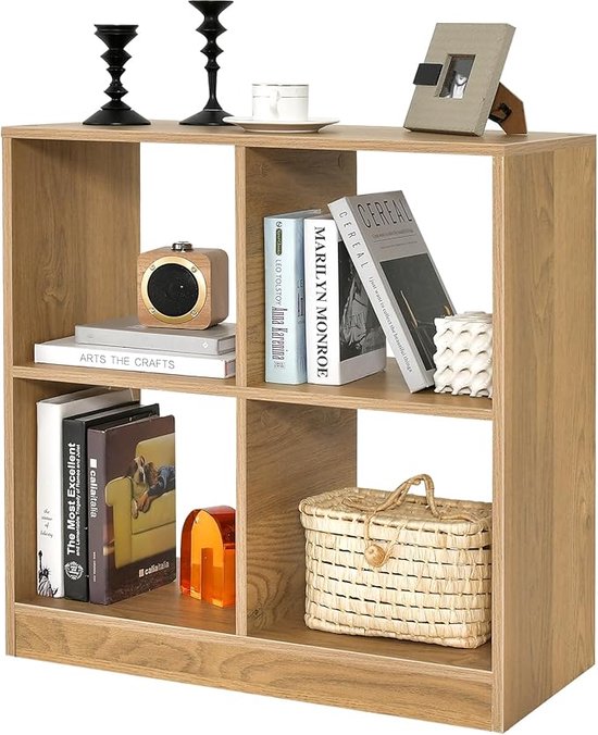 WOLTU Boekenkast met 4 niveaus, kubusrek, staand rek, open rek, opbergrek voor woonkamer, werkkamer, kinderkamer, kantoor, modern, 30 x 106,5 x 23,5 cm, wit
