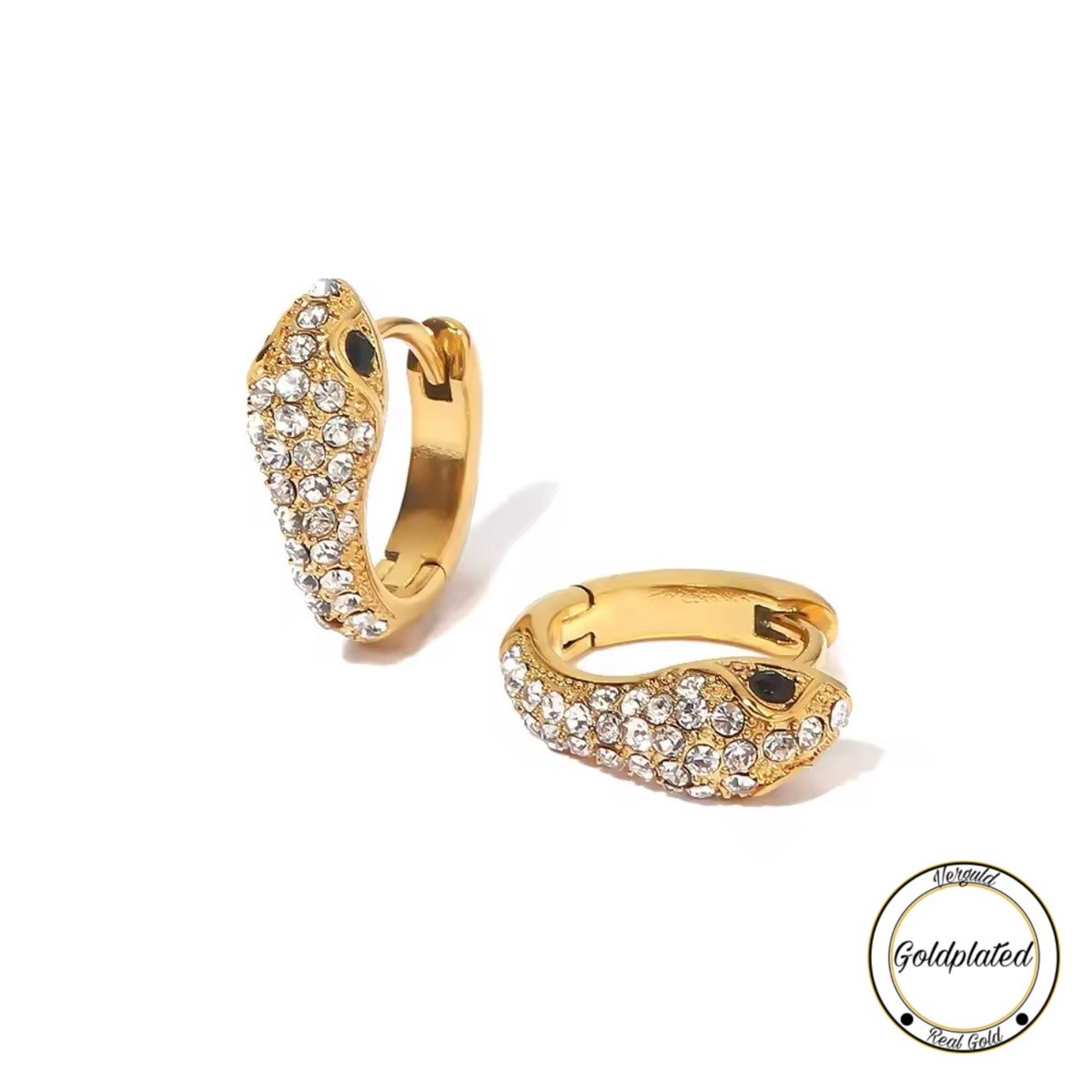 Borasi Slang Oorbel Goudkleurig | Golplated | Zirkonia | Dames Oorbellen | Dames Sieraden |
