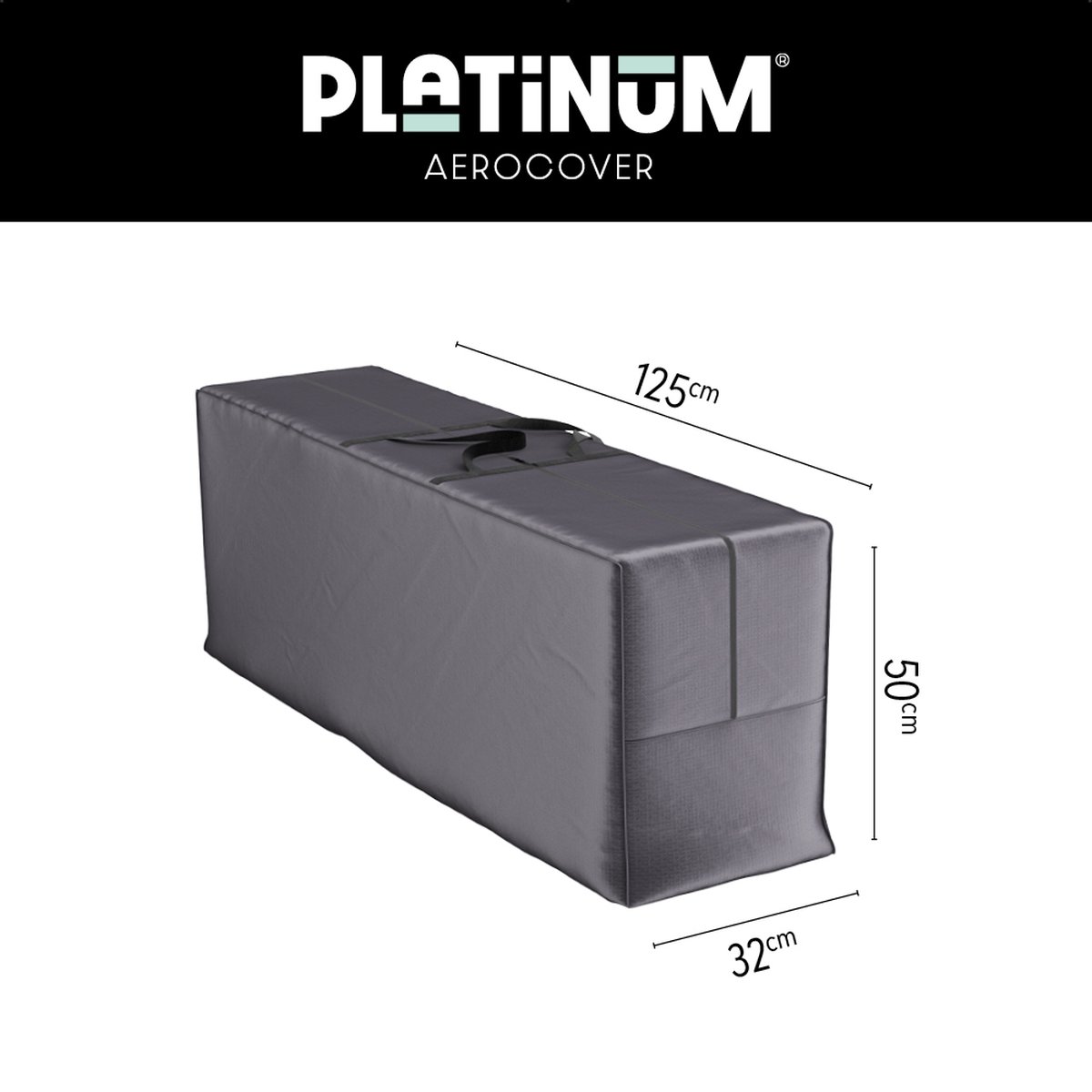 Platinum AeroCover - Tuinkussenhoes - 125x32xH50cm - Ademend - Hoge kleurechtheid Antraciet