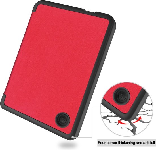 e-Reader Hoesje Leather Book Case met Wake/Sleep-functie - Kobo Clara Colour / Clara BW Hoesje - Rood — afbeelding 2