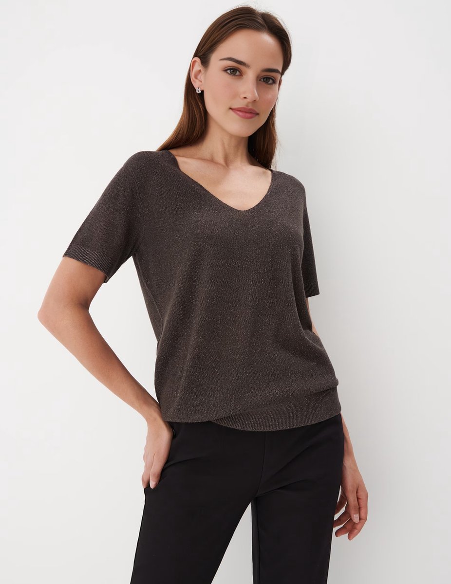 Starry Indigo - Dames Trui / Ladies Sweater Metallic thread (Bruin) | Maat XXS
